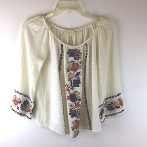 Love Sam's Brightly-embroidered cotton summer top-blouse size Small